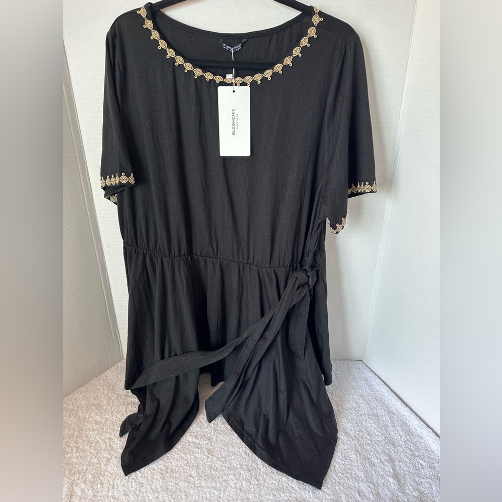 BloomChic Black Tunic with Gold Accents